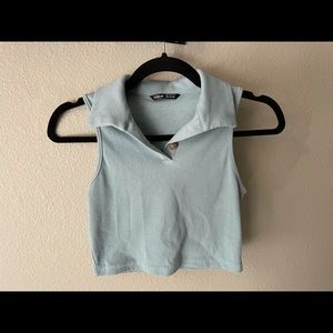Blue collared crop top, shein